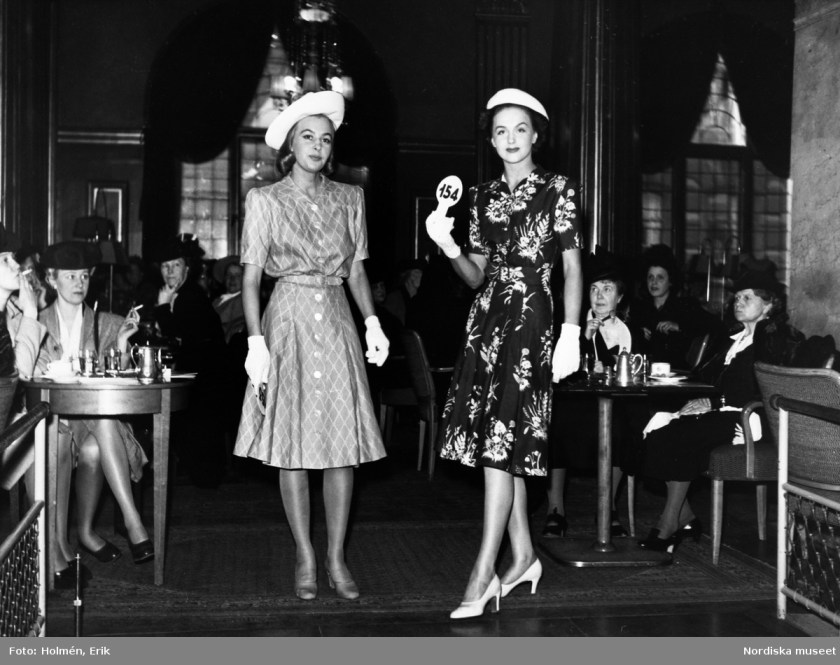 Hjördis Genberg (no.154) modelling at a Red Cross party at the Royal Cinema. Stockholm.