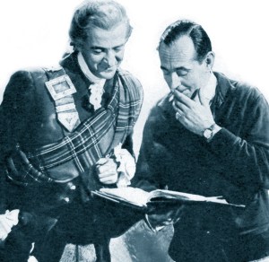 David Niven and Anthony Kimmins talking through the ever-changing script of 'Bonnie Prince Charlie'.