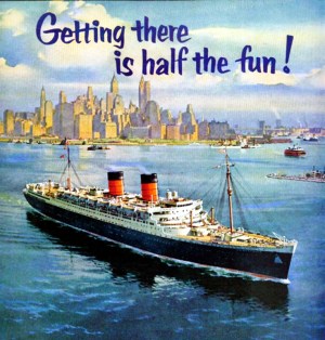 RMS Queen Elizabeth leaving New York