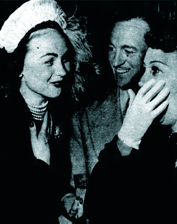 David Niven with Hjordis and Mary Livingstone (Jack Benny's wife), November 1949