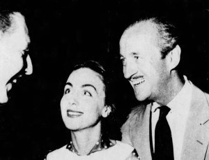 Hjordis and David Niven with Bob Coote, Tijuana, Mexico. July 1955