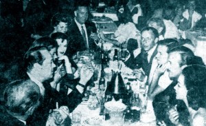 The Holmby Hills Rat Pack, dining at Romanoff's in 1956.