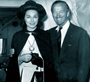 David and Hjördis Niven, depart for Los Angeles, 1st May 1963.