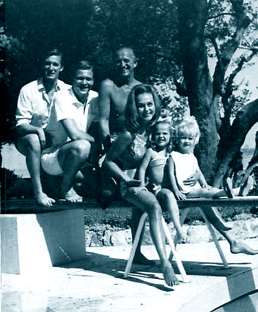 David Niven and his family, Lo Scoglietto, summer 1965