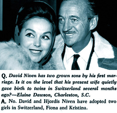 David and Hjordis Niven, November 1963