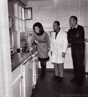Hjördis samples Bernardo the butler's cooking, Chateau D'Oex 1965. 