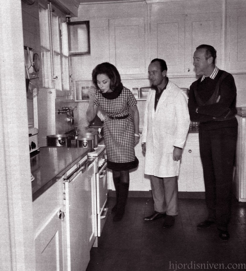 Hjördis samples Bernardo the butler's cooking, Château-d'Oex 1965.