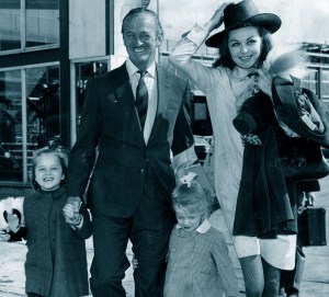 Fiona, David, Kristina and Hjördis Niven en route to California, April 1967