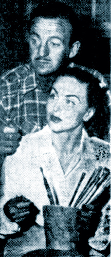 Hjordis and David Niven painting. 1948