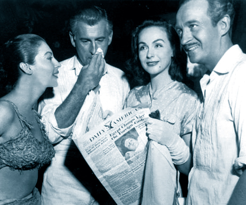 Ava Gardner, Stewart Granger, Hjordis Niven and David Niven, 1956