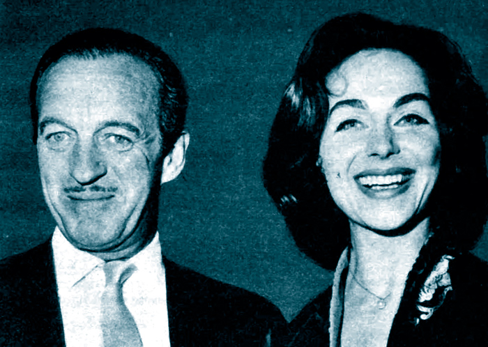 David and Hjordis Niven at film premiere, 1960