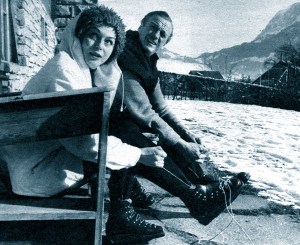 Hjördis and David Niven in Switzerland, December 1960