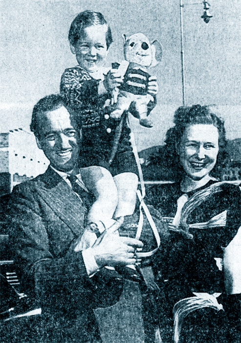 Primmie Niven's arrival in the Portland, en route to Hollywood. March 1946