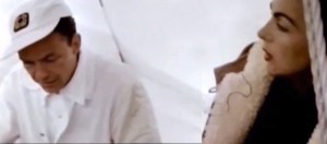 Frank Sinatra chatting with Hjordis Niven, 1955