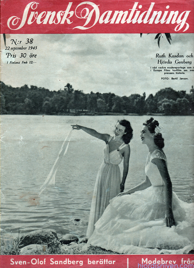 Hjördis Genberg on the cover of Svensk Damtidning. Sweden, 1945