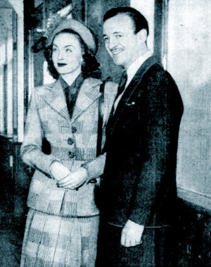 Hjordis and David Niven on the voyage to New York, January 1948