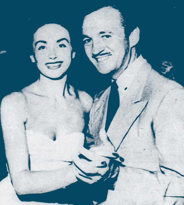 November 1949. "David Niven and his wife Hjordis, who seldom flit to Hollywood nigh-spots, take to the floor at Mocambo.