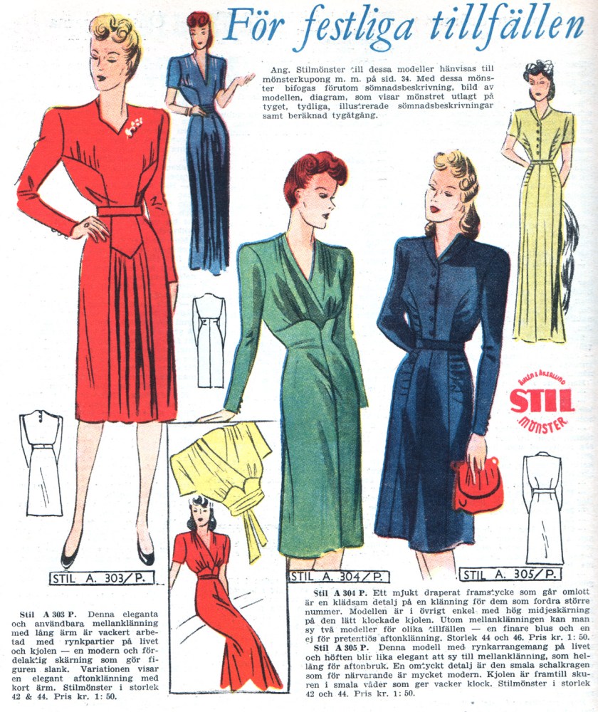 1944 Swedish dress patterns