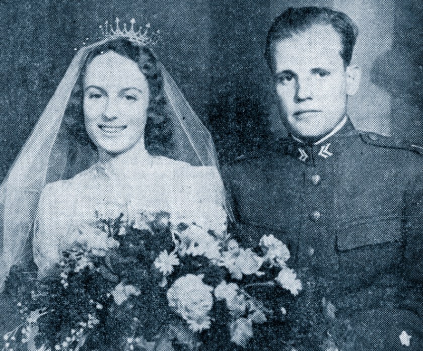Carl-Gustaf Tersmeden with his first wife on their wedding day, June 1940