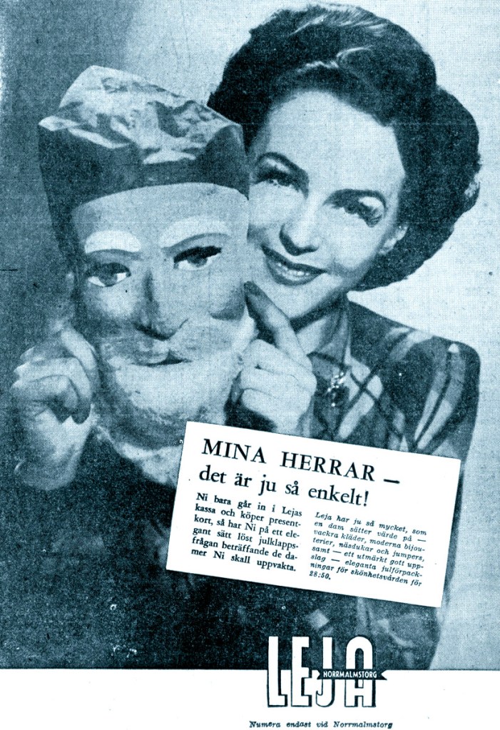 Hjördis Genberg with freaky Father Christmas mask, December 1942