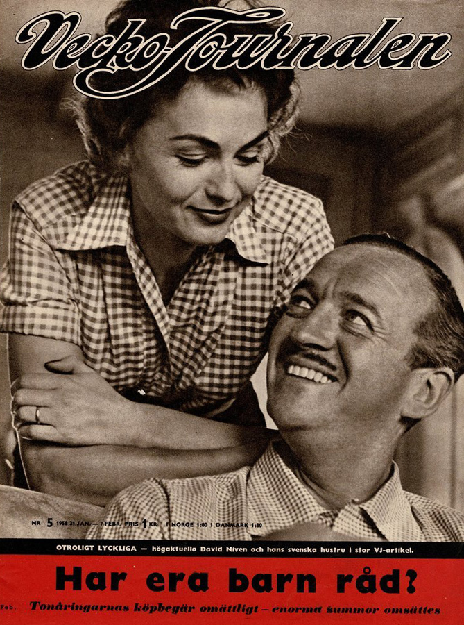 Hjordis and David Niven, 1958