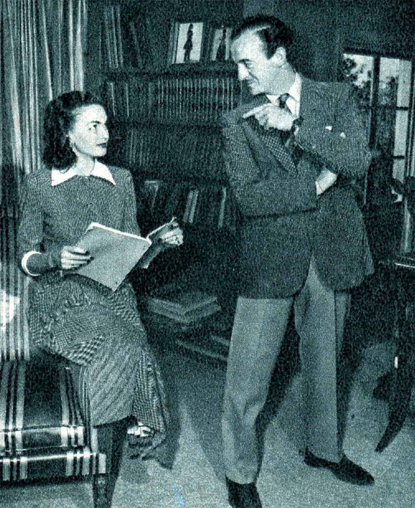 Hjördis and David Niven at home in Pacific Palisades, c.1949