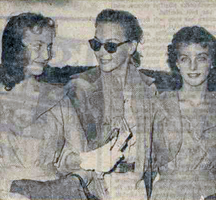 Maj-Lis Genberg, Aunt Hjordis, and Gudrun Genberg, at Bromma airport1957