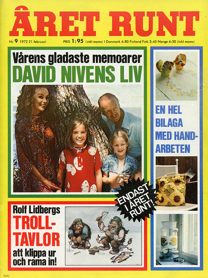 The Niven family on the cover of Året Runt, 1972