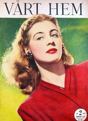 NK model Marjo Bergman on the cover of Vart Hem magazine. Sweden, January 1945.