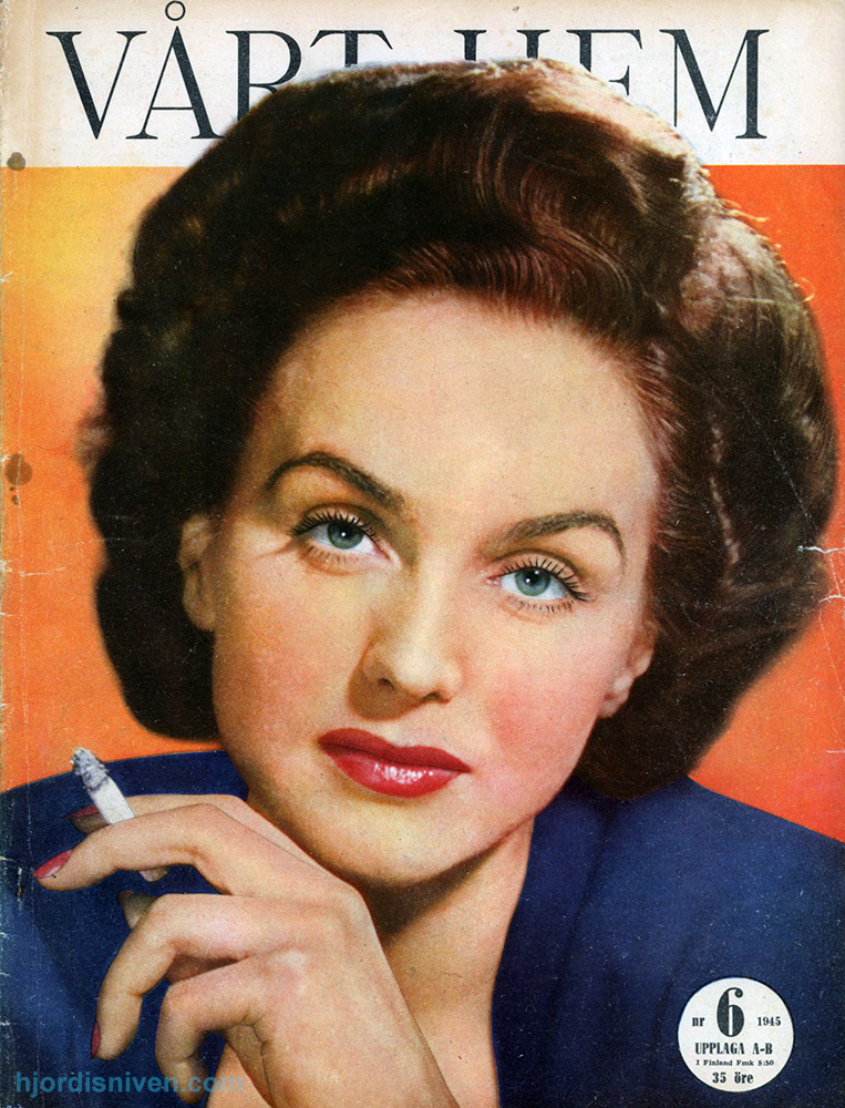 Hjördis Genberg on the cover of Vårt Hem (Our Home) magazine. February 1945