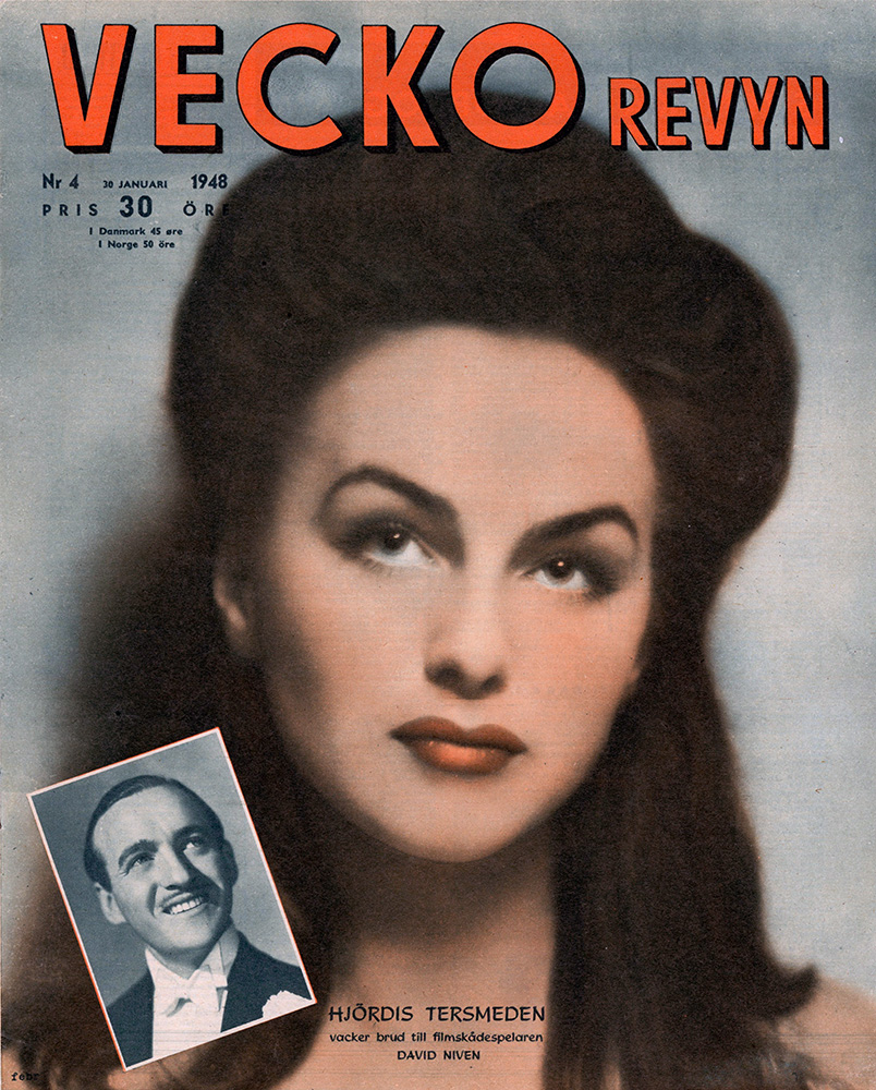 Hjördis Tersmeden on the cover of Vecko Revyn magazine, Sweden. 30th January 1948