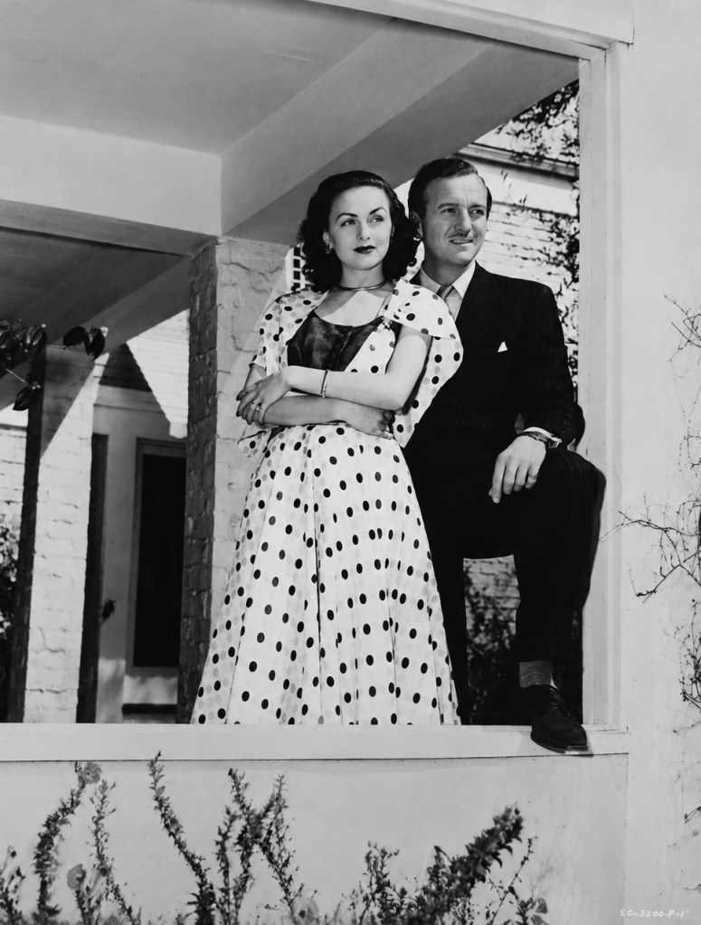 RKO publicity photo of Hjördis and David Niven, 1948
