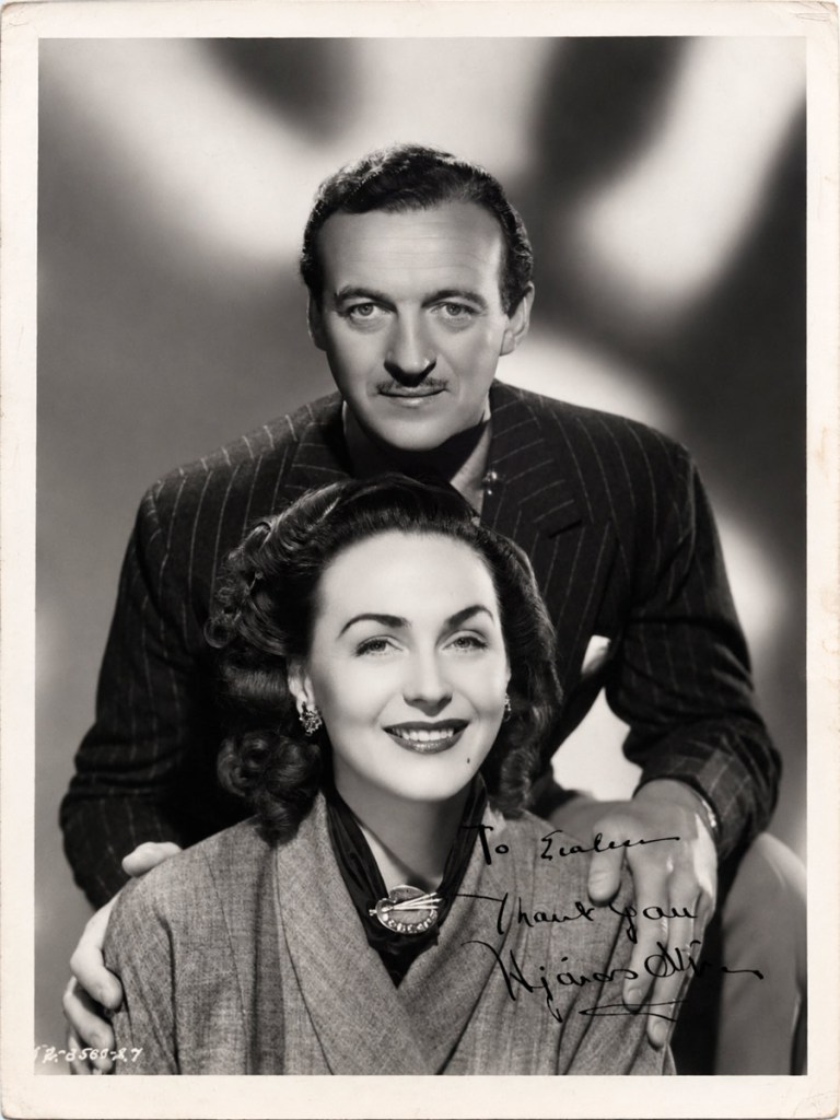 Signed portrait of David and Hjördis Niven, 1951