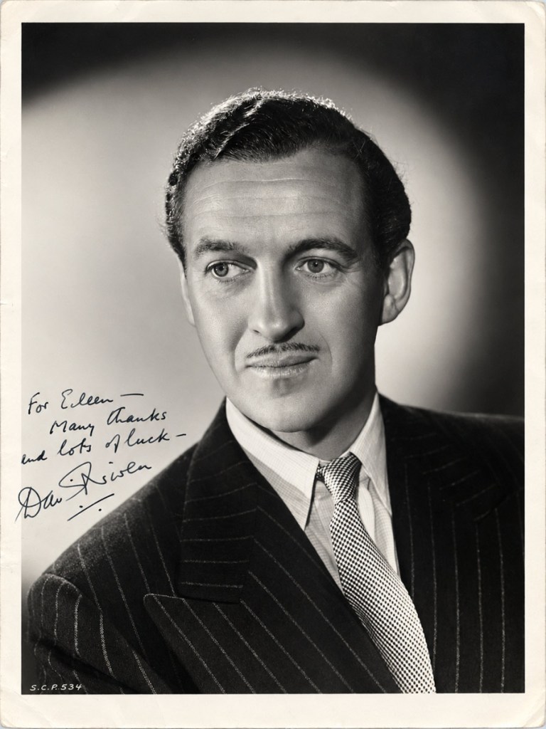 Signed portrait of David Niven, 1951