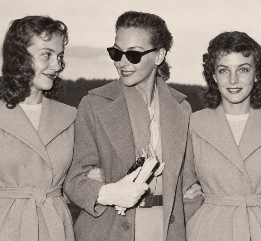 Maj-Lis Genberg, Aunt Hjordis, and Gudrun Genberg, at Bromma airport1957